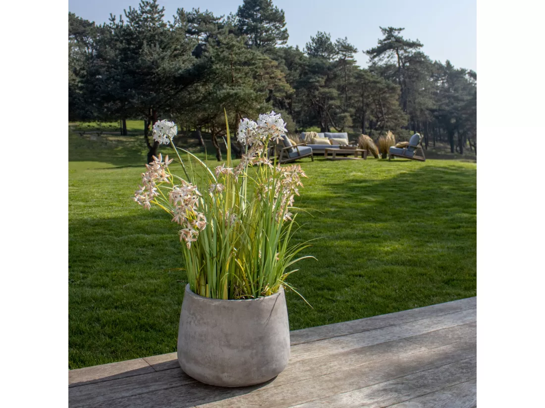 Now's Home - Agapanthe Artificielle A Fleurs Blanche Ds Pot Pot Zinc Ht99cm Agapanth