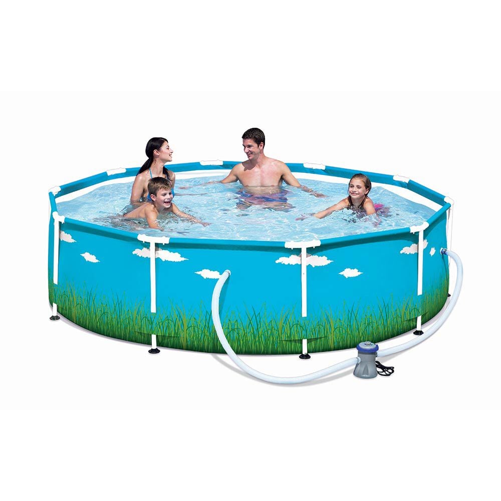 Piscine tubulaire imprimé nuage herbe Ø 305xH76 cm