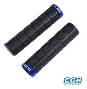 poignee vtt lock on double noir/bleu 130mm avec bouchon (pr)