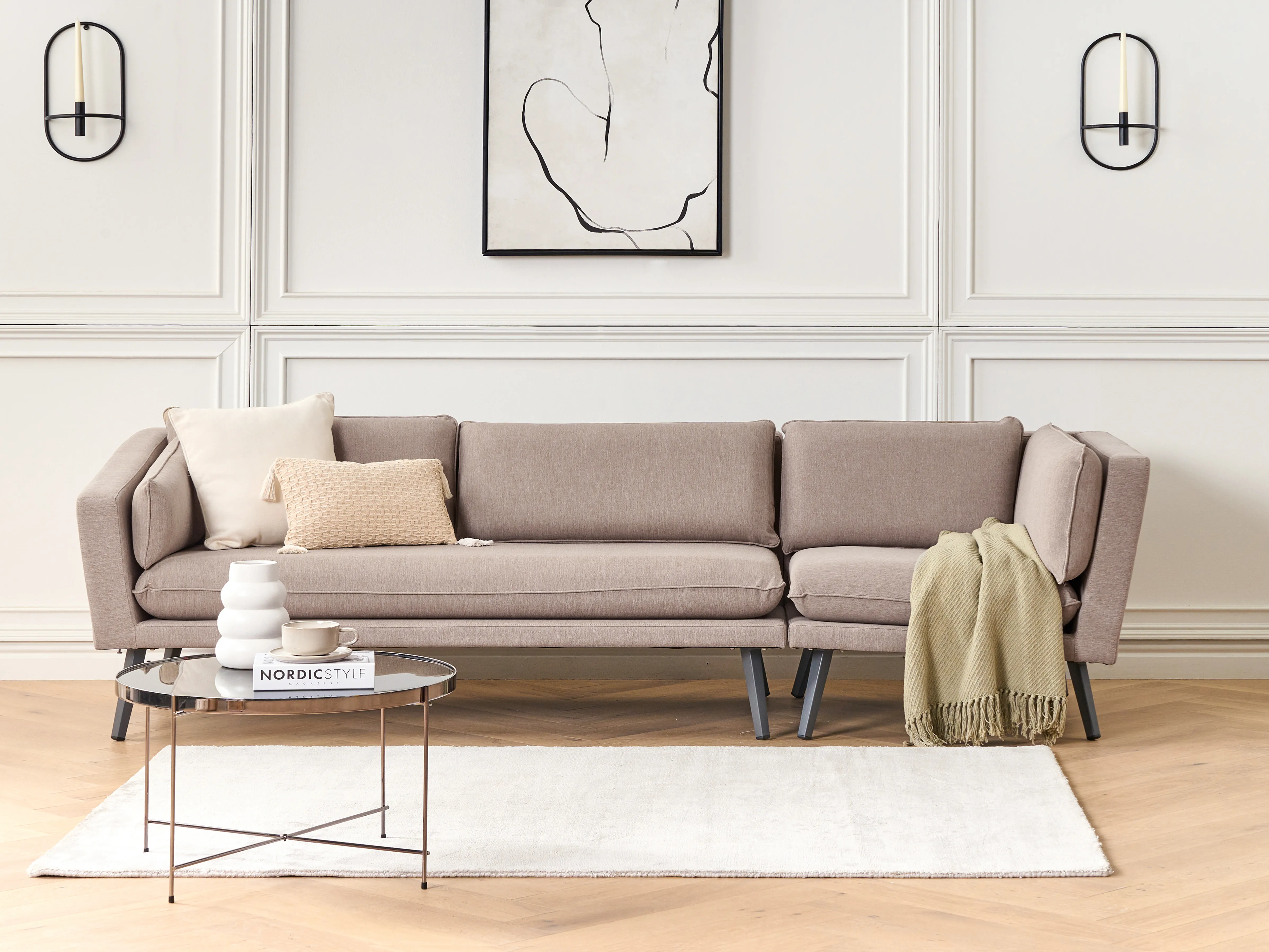 Tuin loungebank 3-zits LORETELLO rechtszijdig Beige