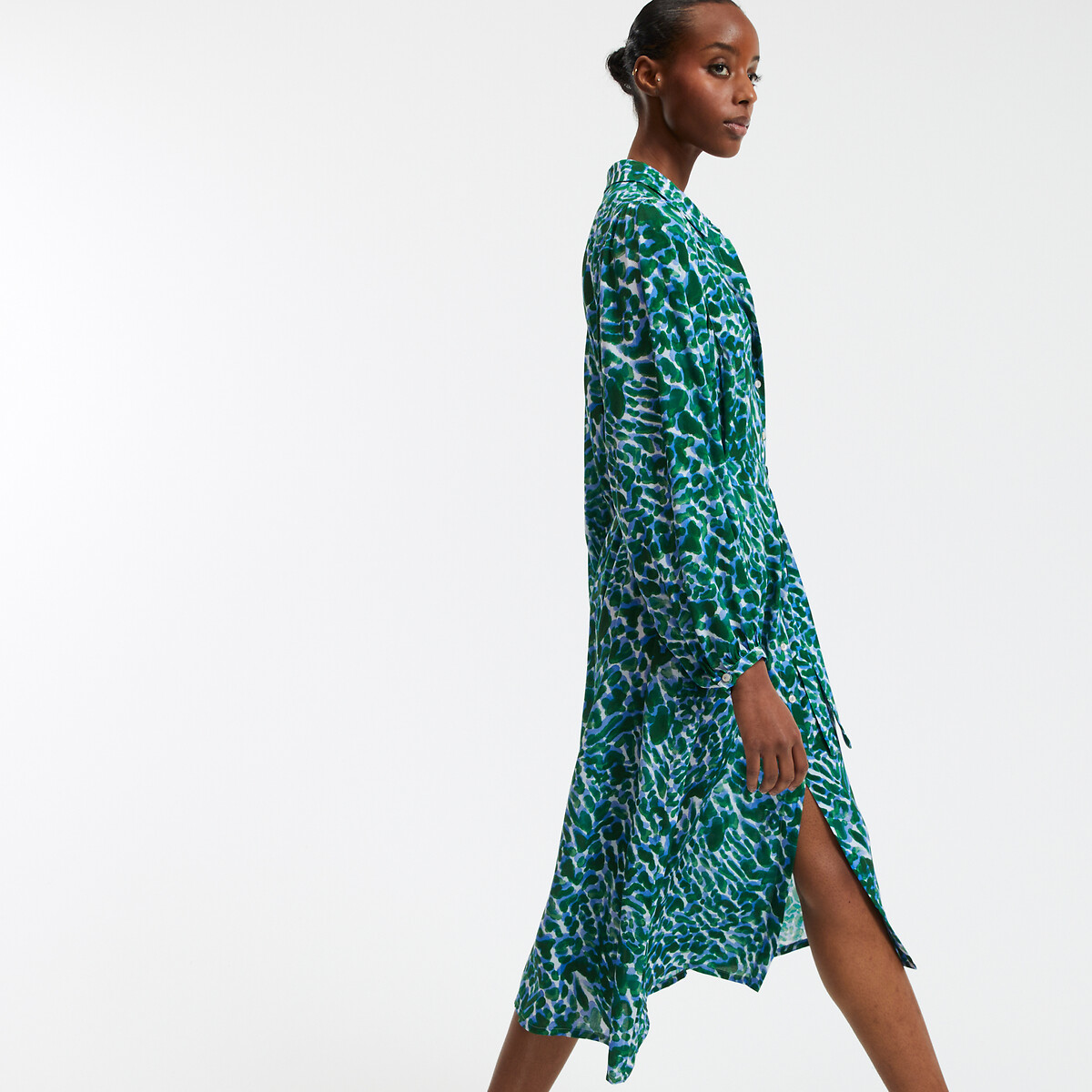 COLEÇÕES LA REDOUTE<br>Vestido longo estampado com mangas bufantes