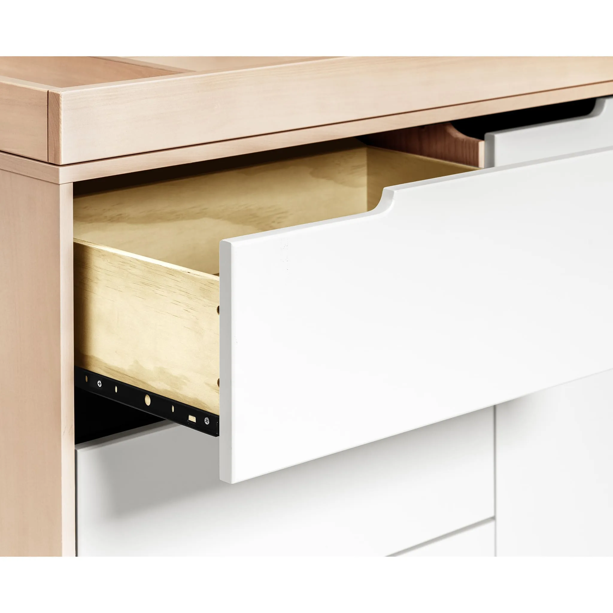 Babyletto Meuble à Langer à 3 Tiroirs Hudson avec Plateau Amovible - Naturel Lavé   Blanc