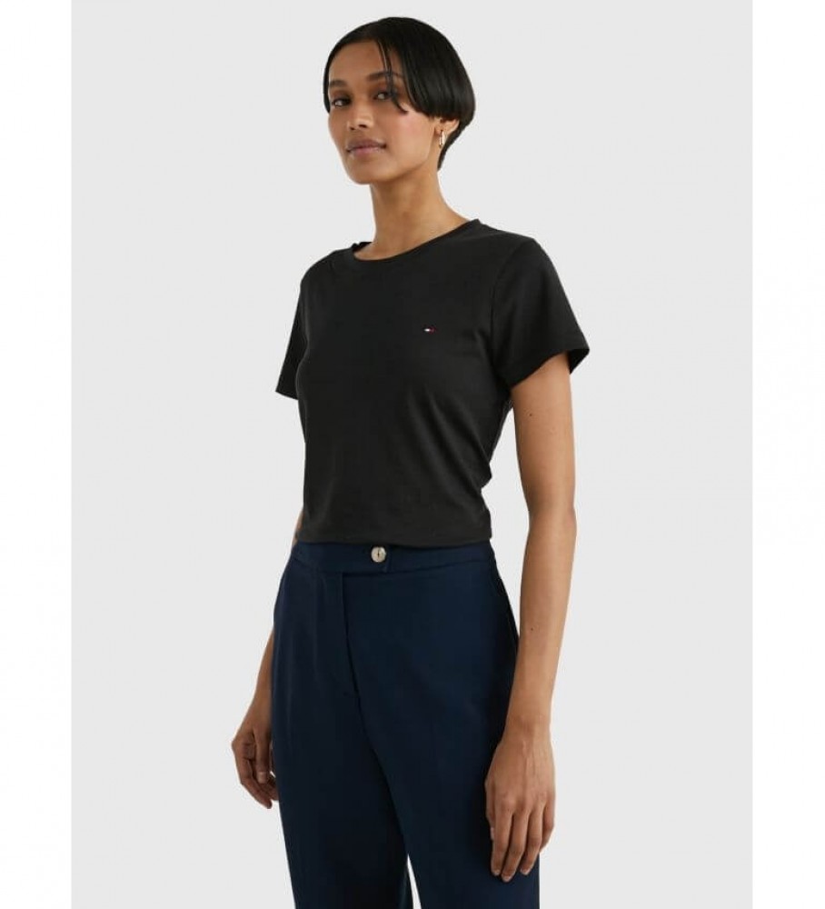 Camiseta Tommy Hilfiger Heritage de gola redonda, preta