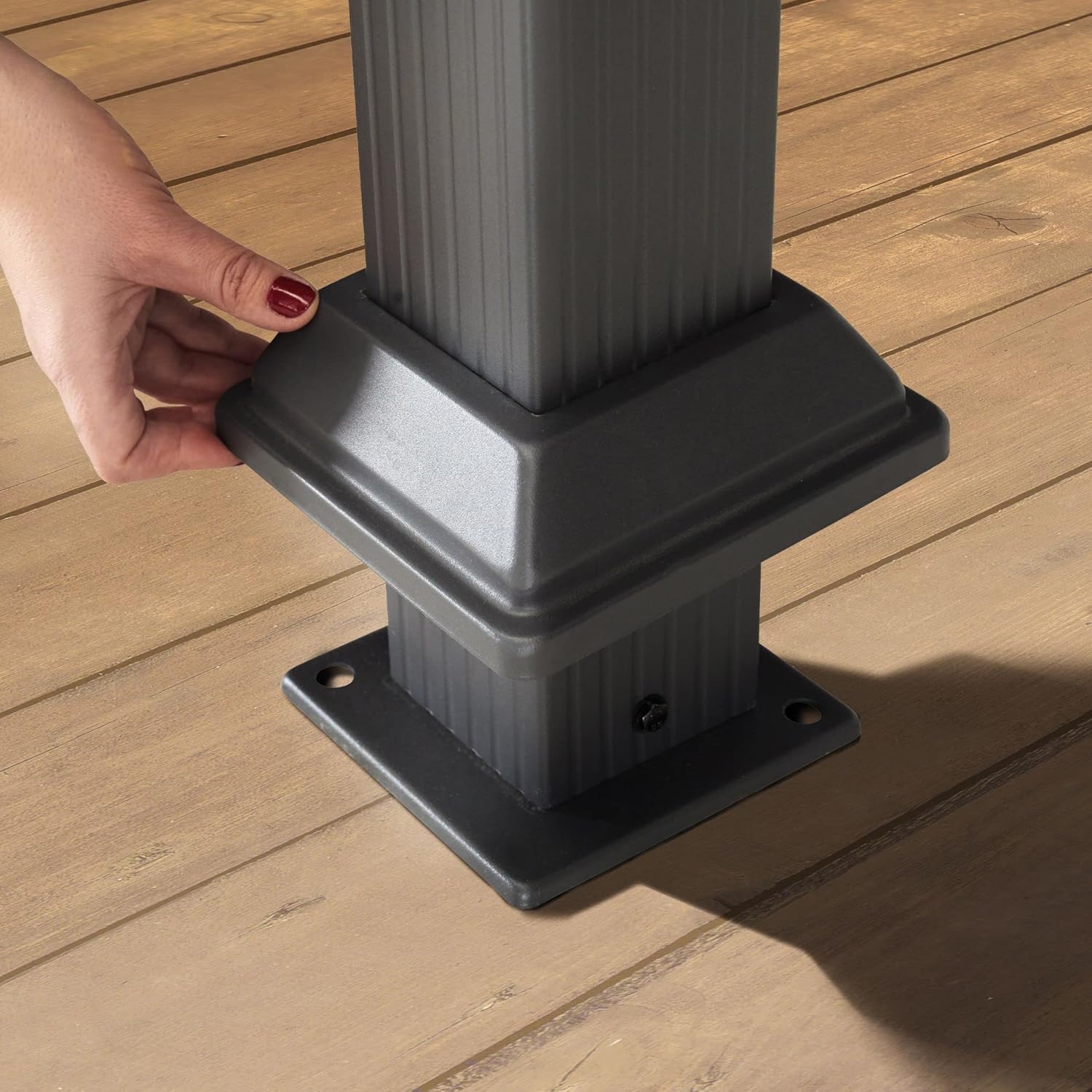 TOOLPORT Gartenpavillon 4x4 m Stahldach Hardtop 4 Seitenteile in Champagner, Pfosten 9x9 cm