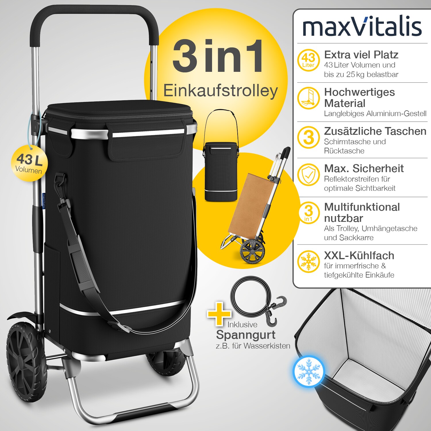 maxVitalis Einkaufstrolley mit Kühlfunktion