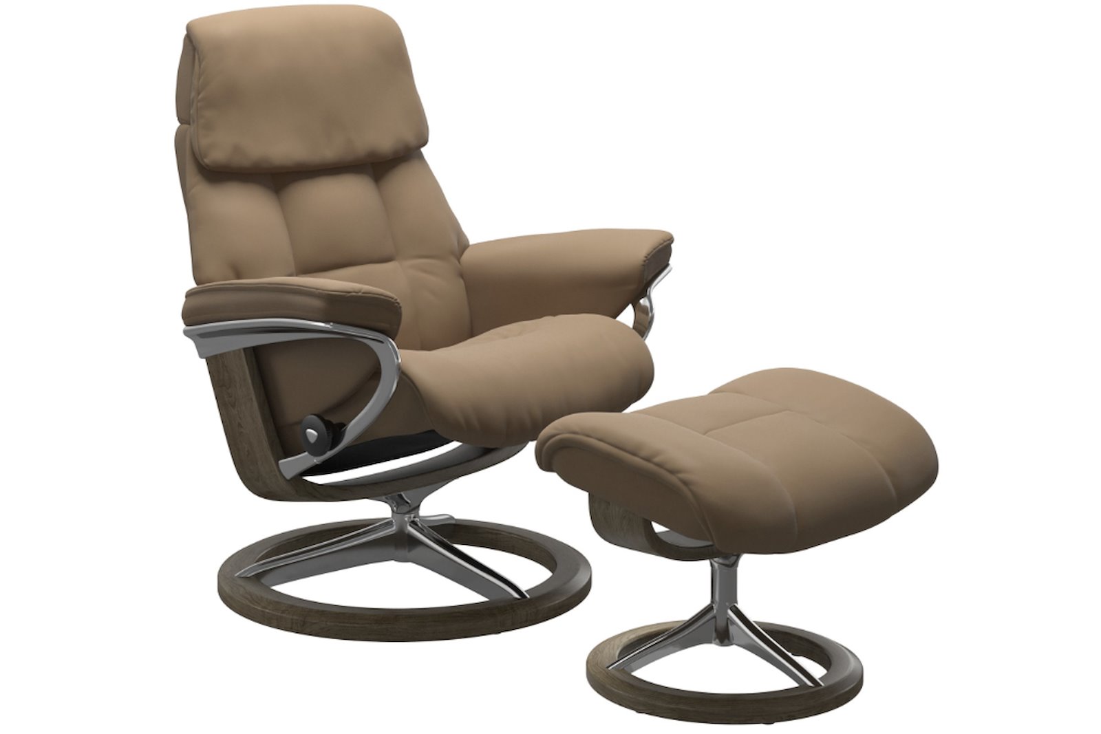 Ruby lenestol med krakk Hud Batick Latte - Signature - Polert - Smoked Oak