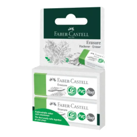 Faber-Castell 2 Radierer Erasure PVC-frei & Dust-free BK