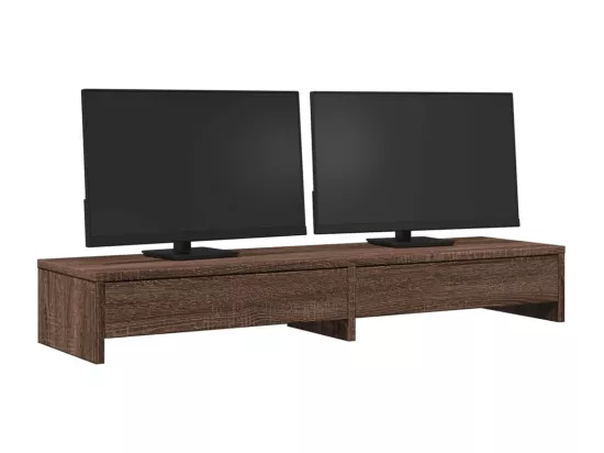 Support de moniteur avec tiroirs chêne marron bois d'ingénierie