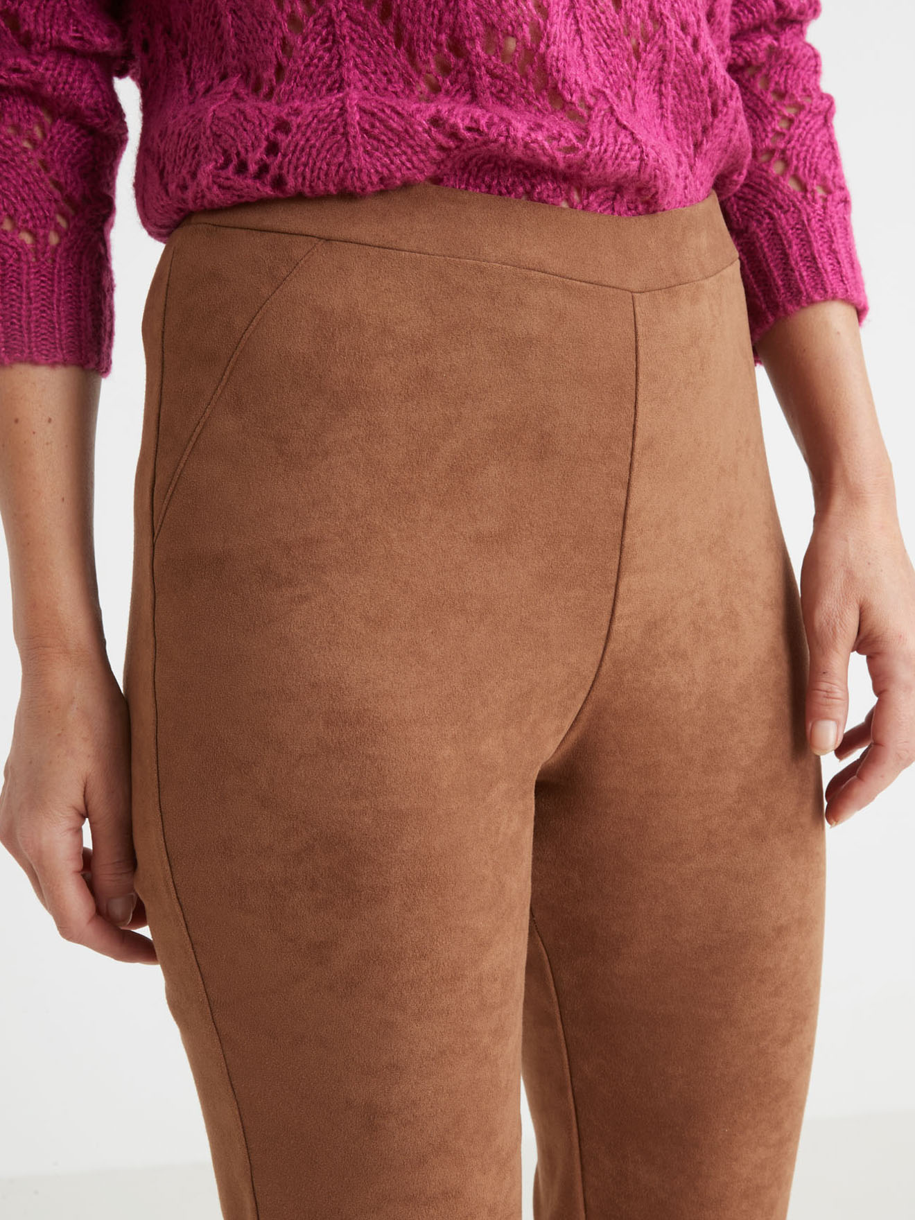 Legging maille effet suédine élastiqué