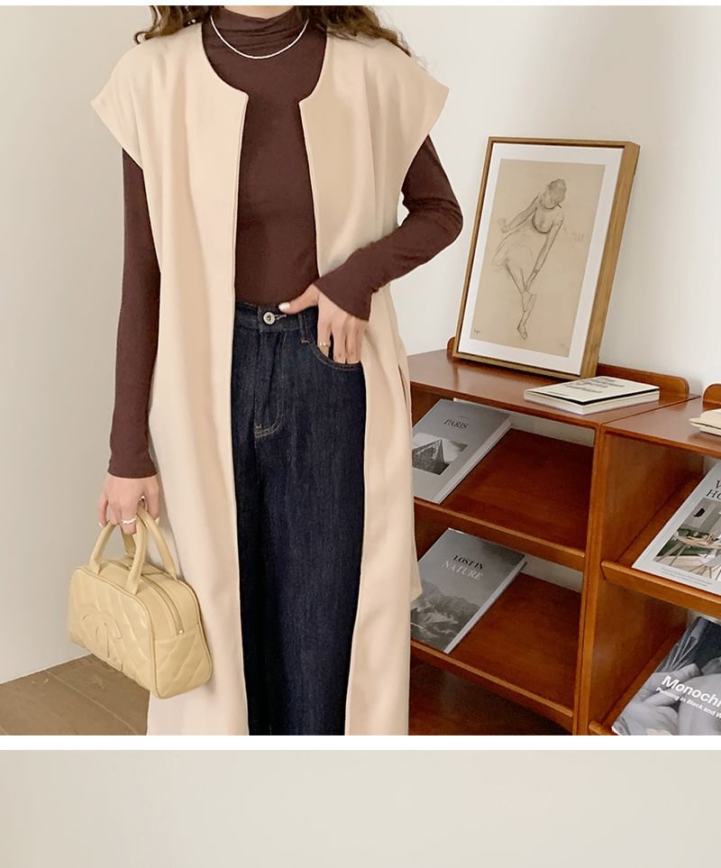 Juanita - Effen midi-vest met sjerp