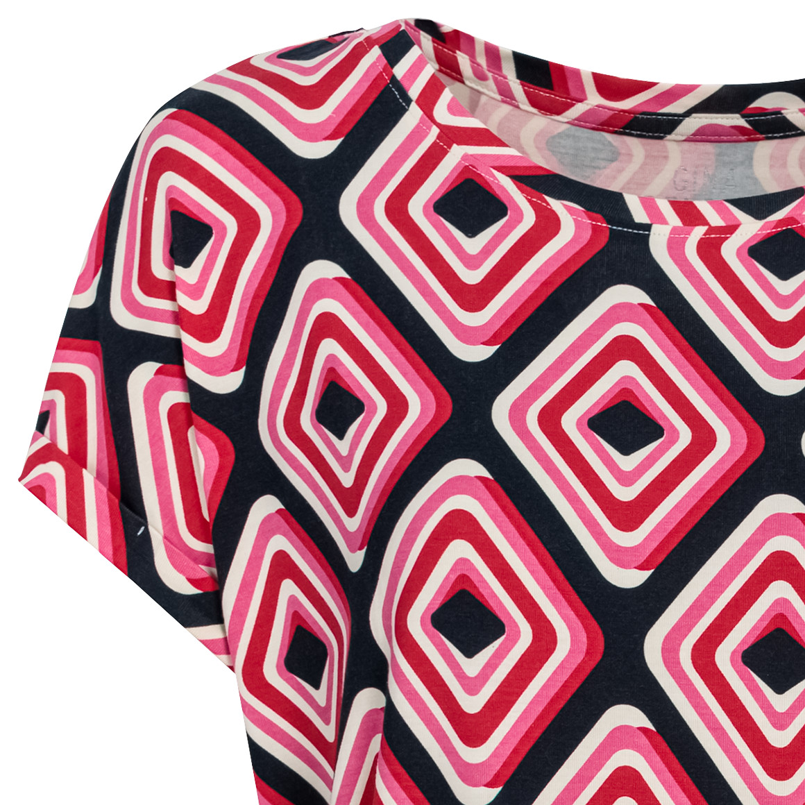 Gina Benotti Damen T-Shirt im Retro-Look schwarz / pink / rot
