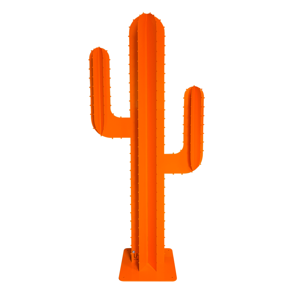 Cactus de jardin 2 branches 6 feuilles aluminium orange h 1,70m