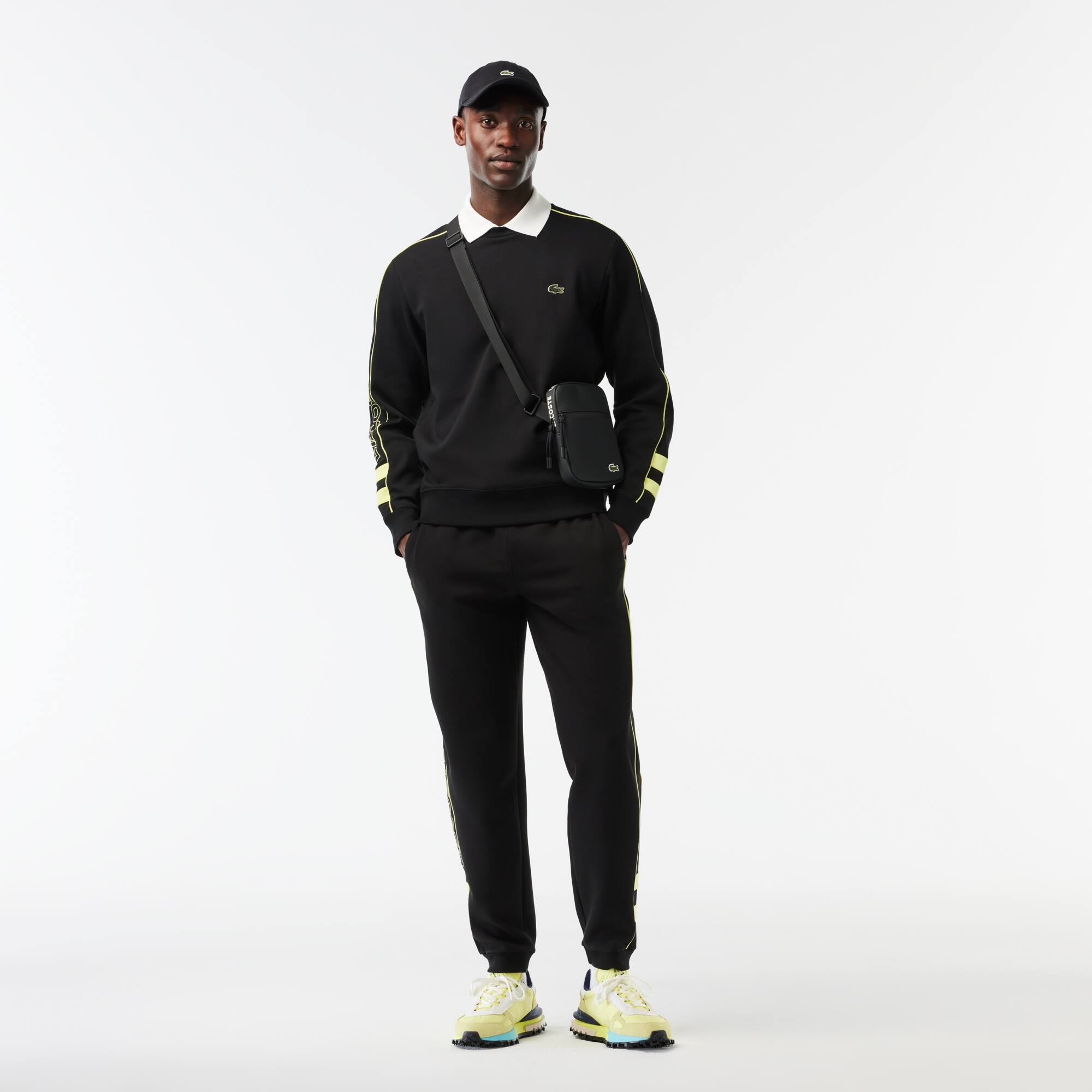 Zweiseitiges Jogger Baumwoll-Sweatshirt aus Baumwolle mit Stickerei Sweatshirts - Schwarz - Lacoste - Herren