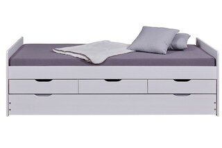 Stauraum-/Funktionsbett Markus 90 x 200 cm Kiefer massiv weiß lackiert