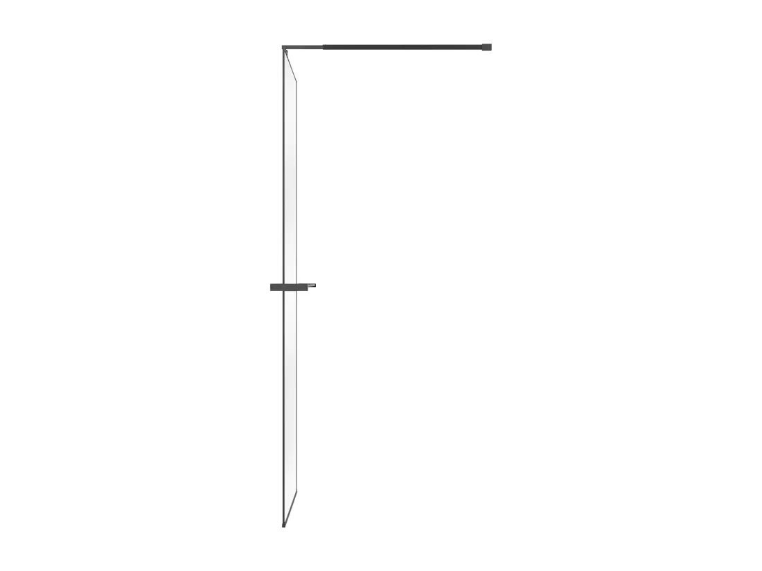 Paroi de douche à l'italienne avec porte-serviette et étagère - 140 x 200 cm - Noir mat - BONPERO