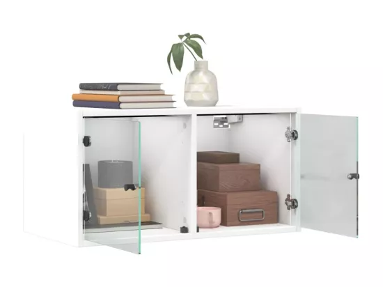Armoire murale avec portes en verre blanc 68,5x37x35 cm