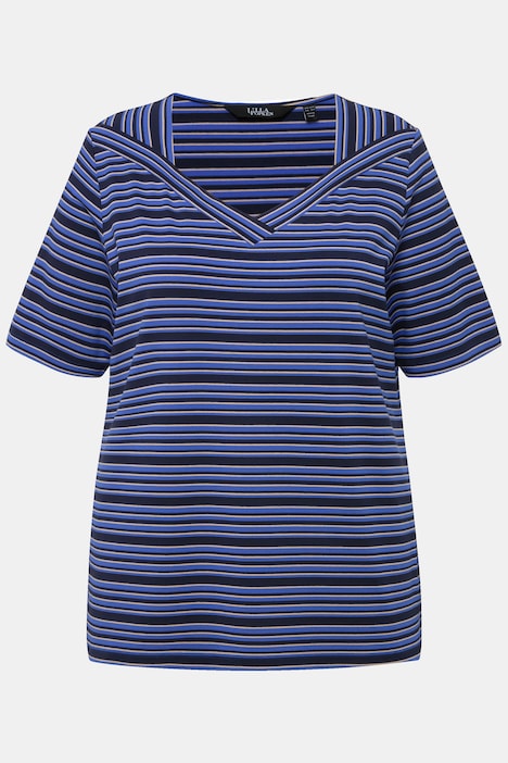 T-Shirt, Ringel, Classic, V-Ausschnitt, Halbarm