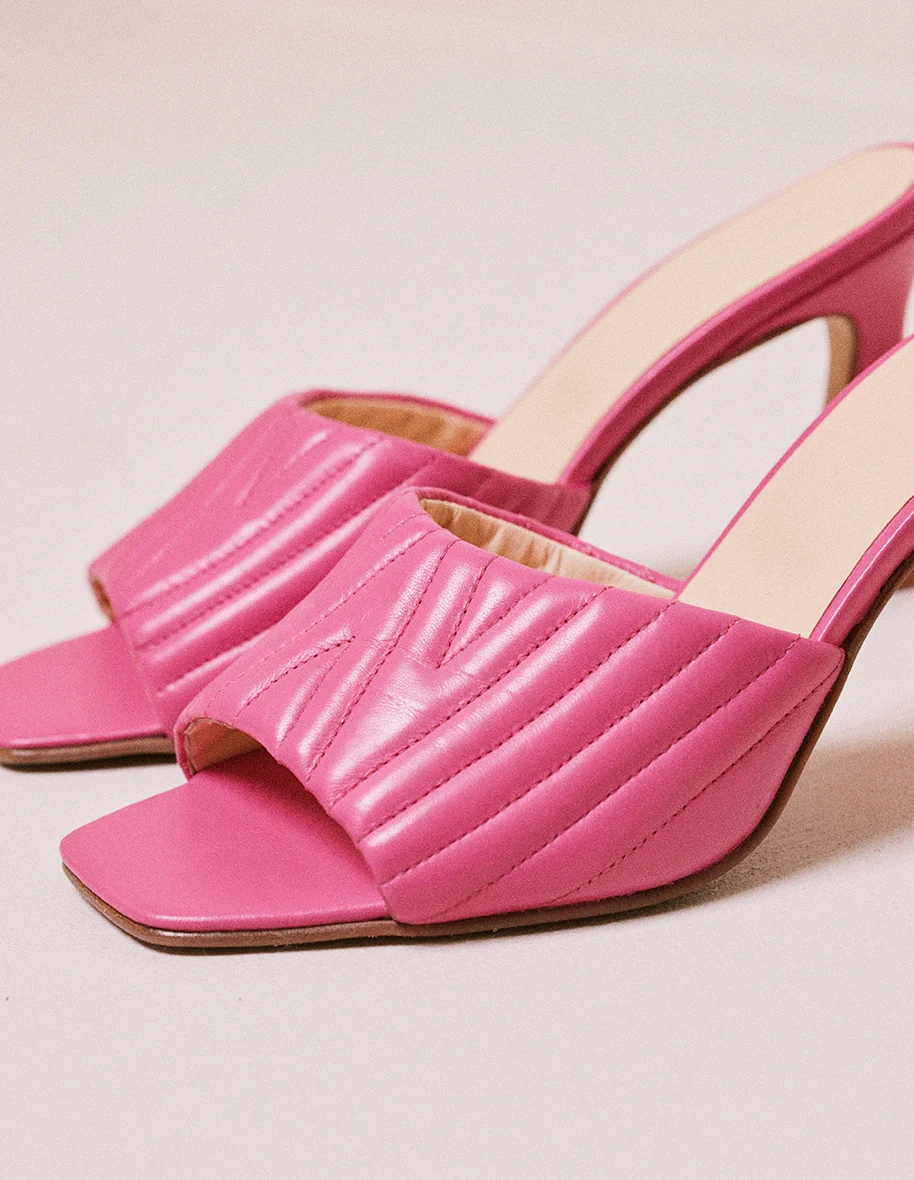 Mules Martha - Cuir fuchsia