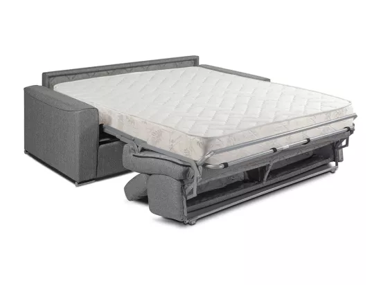 Canapé 4 places convertible express en tissu gris - Couchage à lattes larges 160 cm - Matelas 18 cm VIZIR