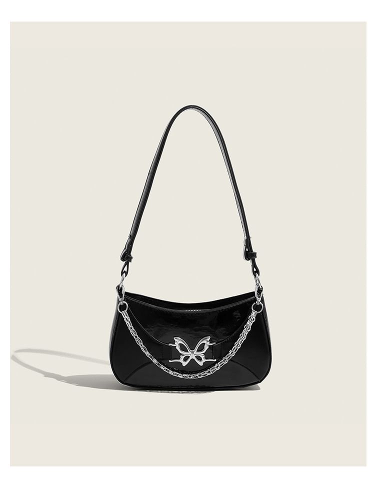 NICOLEBONNIE - Schoudertas van imitatieleer met vlinderaccent en ketting