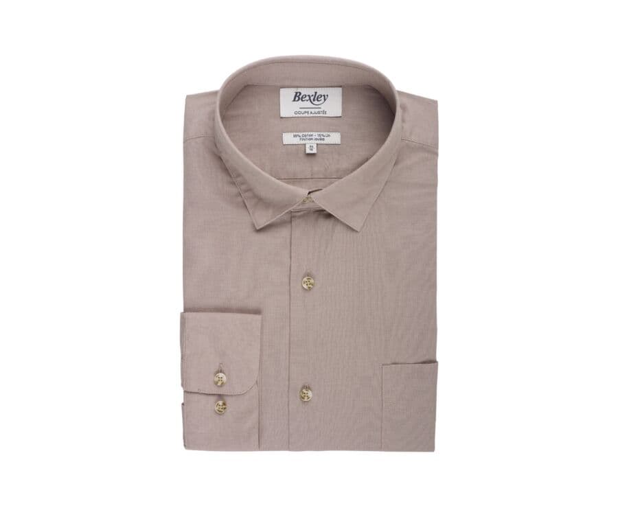 Chemise coton lin Taupe clair unie - SYLBERT