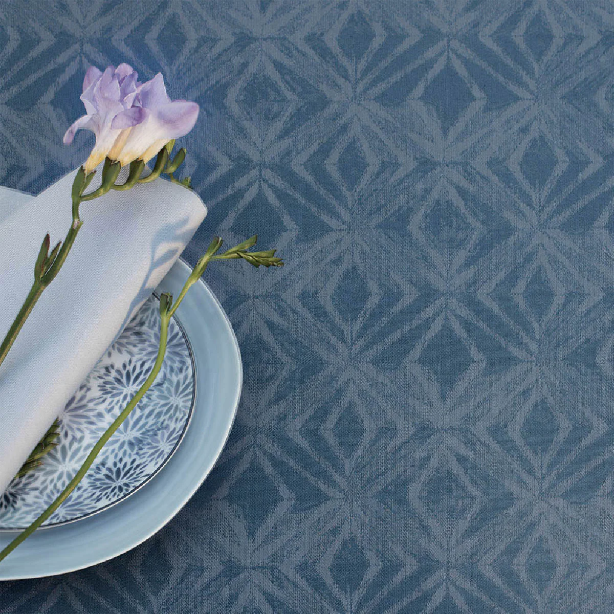 Nappe pur coton gris 155x155 Garnier Thiebaut