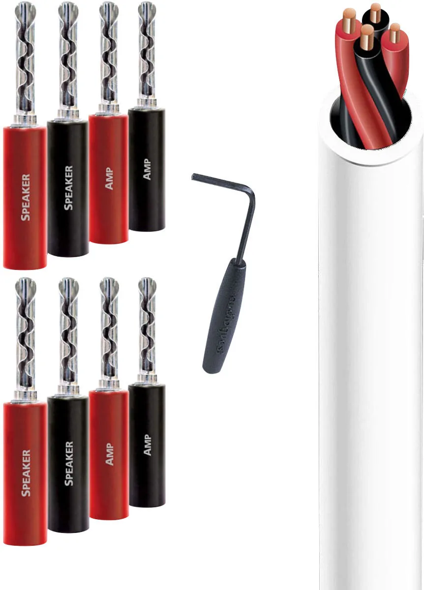 Audioquest Star Quad Type 2 (9 m)   lot de 8 bananes SureGrip 100 Silver Câbles d'enceintes au mètre