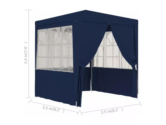 Tente de réception avec parois latérales 2,5x2,5 m Bleu 90 g/m²