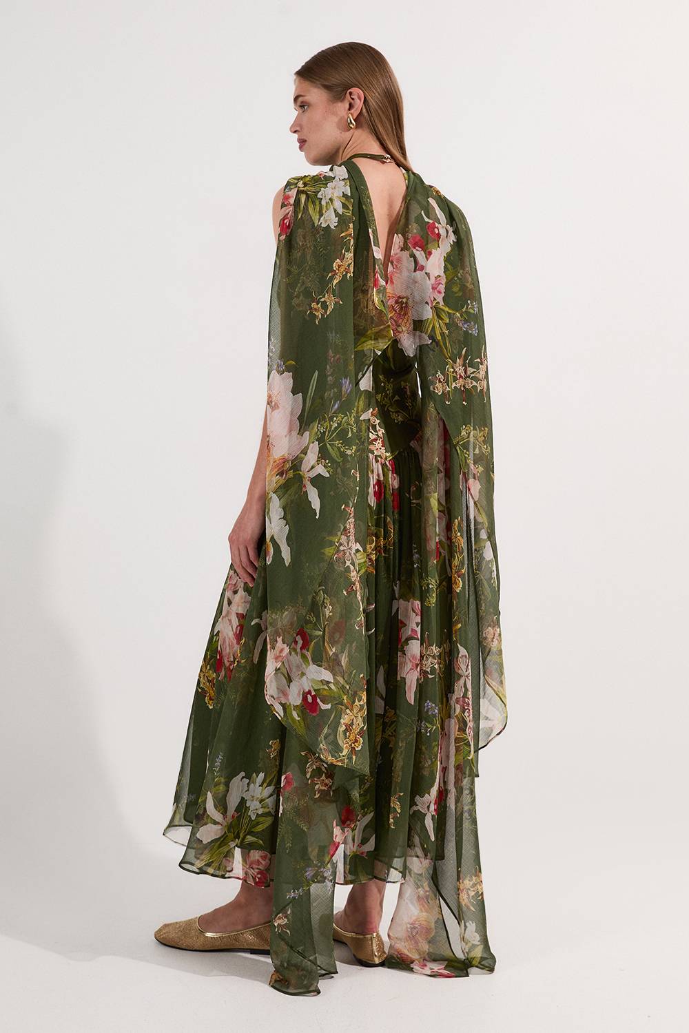 KarenMillen Robe maxi nuisette Tall Garden Floral en mélange de viscose, georgette et satin