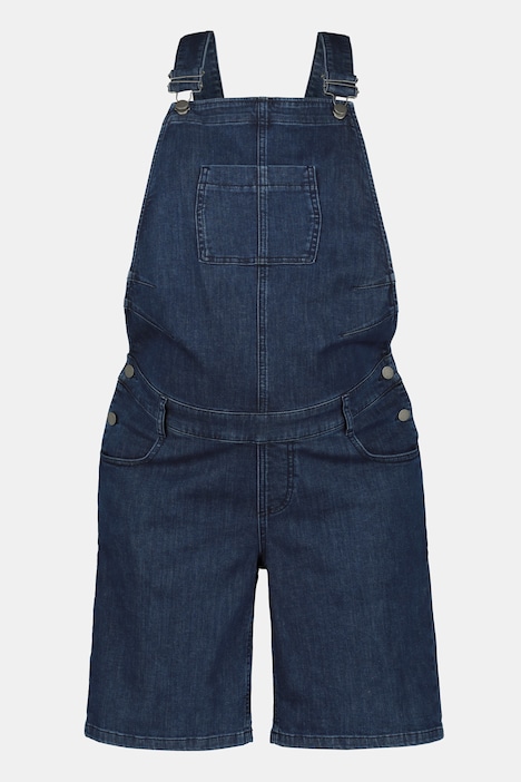 Bellieva-Latz Bermuda, Denim, verstellbare Träger, Biobaumwolle, GOTS