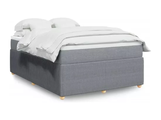 Sommier à lattes de lit avec matelas Gris clair 140x190cm Tissu