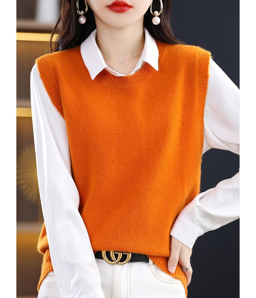 Gistinty - Effen vest met ronde hals