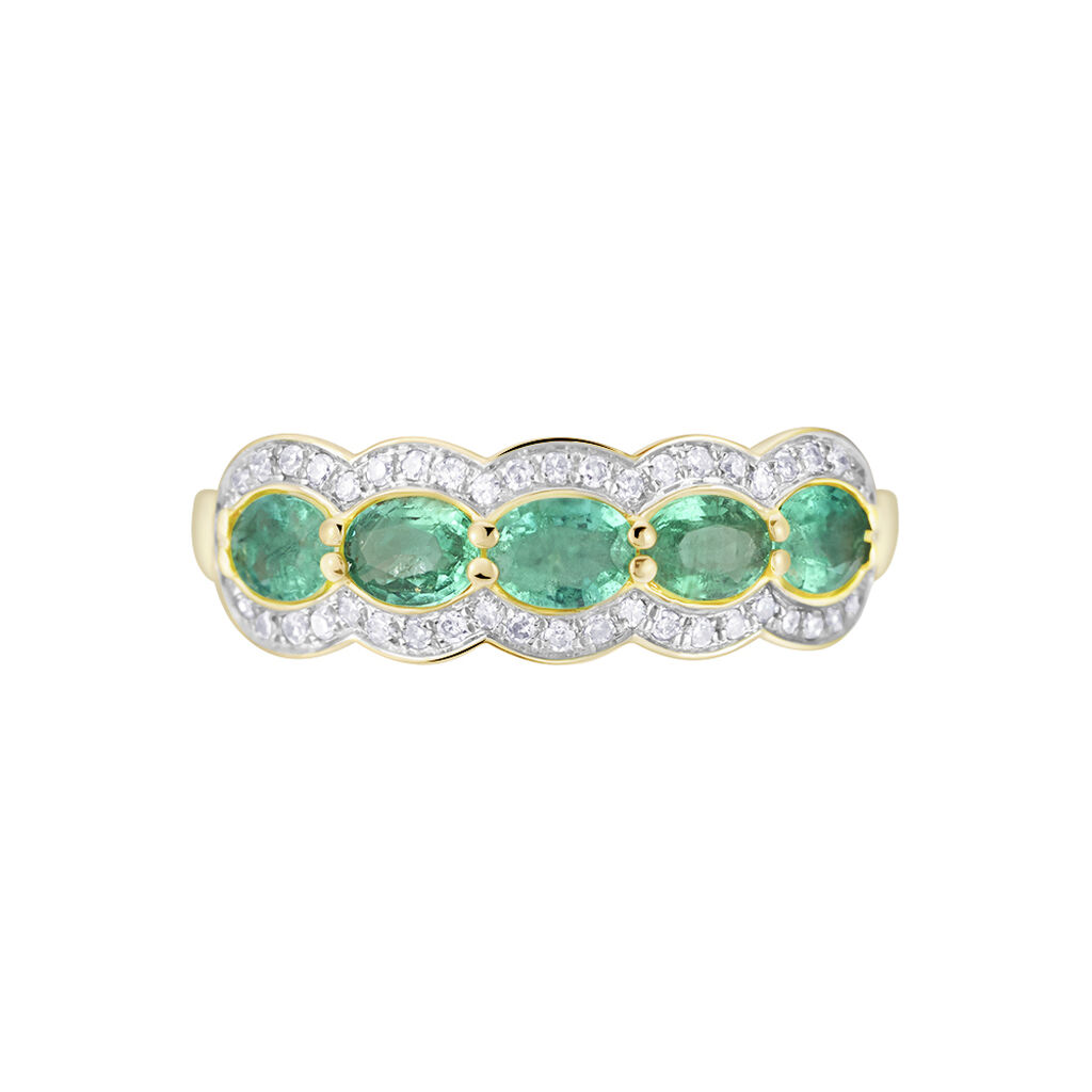 Bague Margaux Or Jaune Emeraude Et Diamant