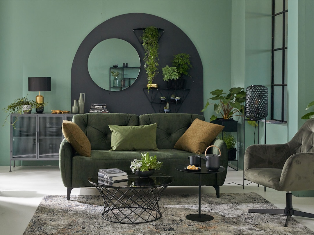 Couchtisch rund KATHI 80 cm in Metall Grau/Schwarz