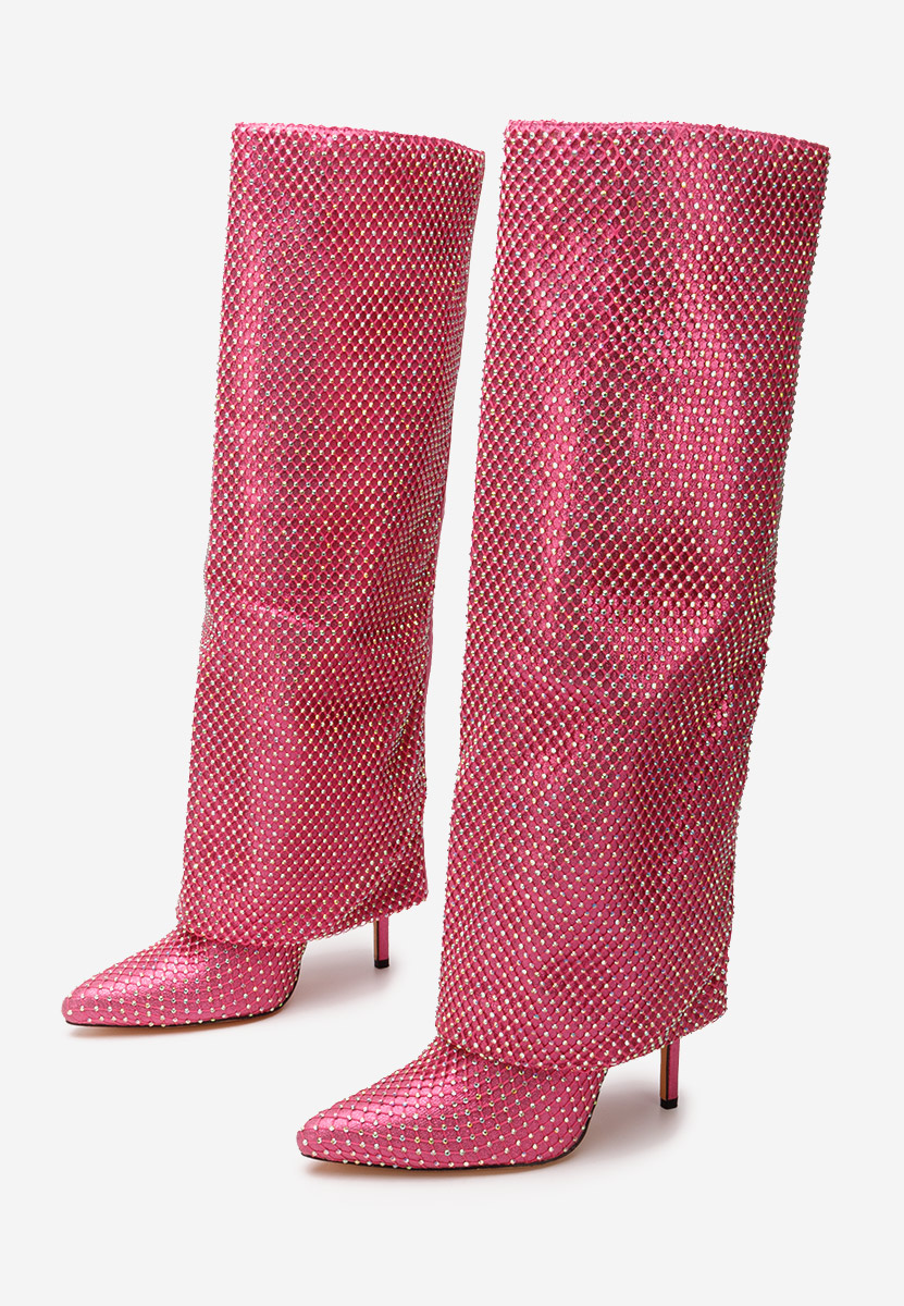 Bottes hautes à talon fin fuchsia Josely