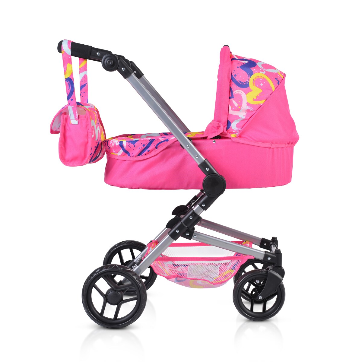 Moni Kombi-Puppenwagen Venera 3 in 1 Babywanne, Sportsitz, Babyschale, Tasche rosa