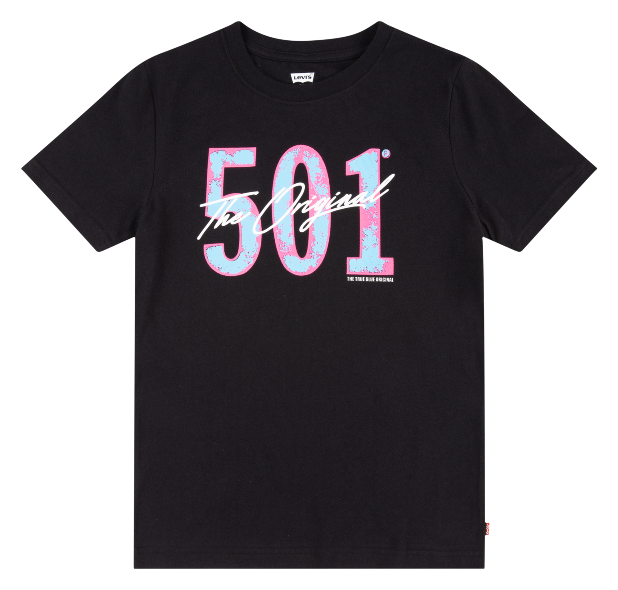 Tee-shirt droit col rond en coton mélangé | Noir