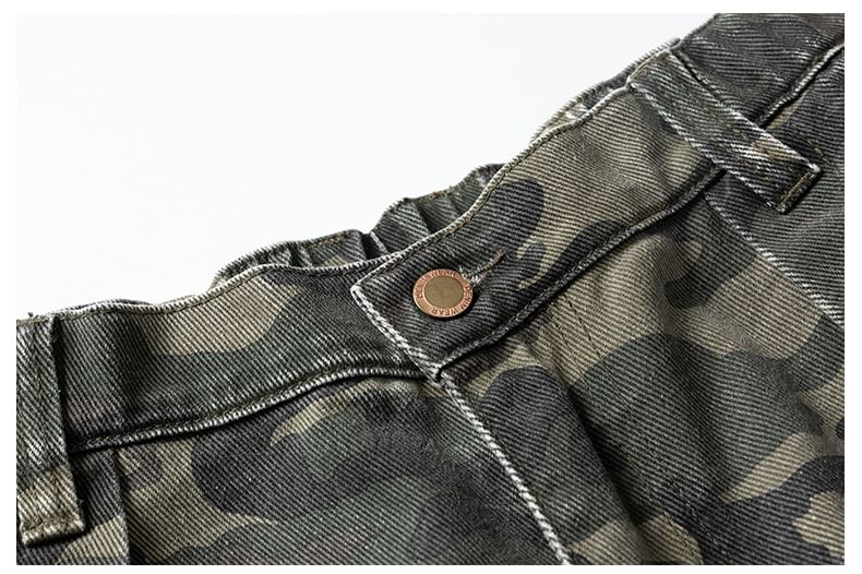 Shineon Studio - Camouflage Cargo Shorts met hoge taille