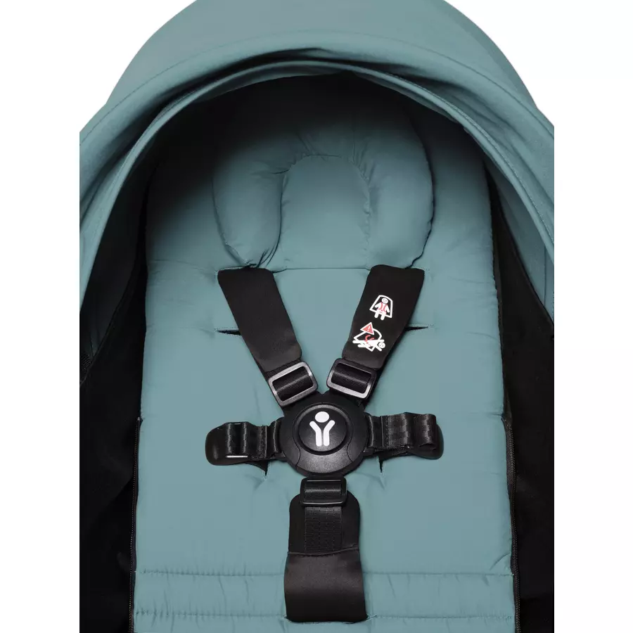 BABYZEN Kinderwagen YOYO2 0+ Black mit Neugeborenenaufsatz und Textilset Aqua