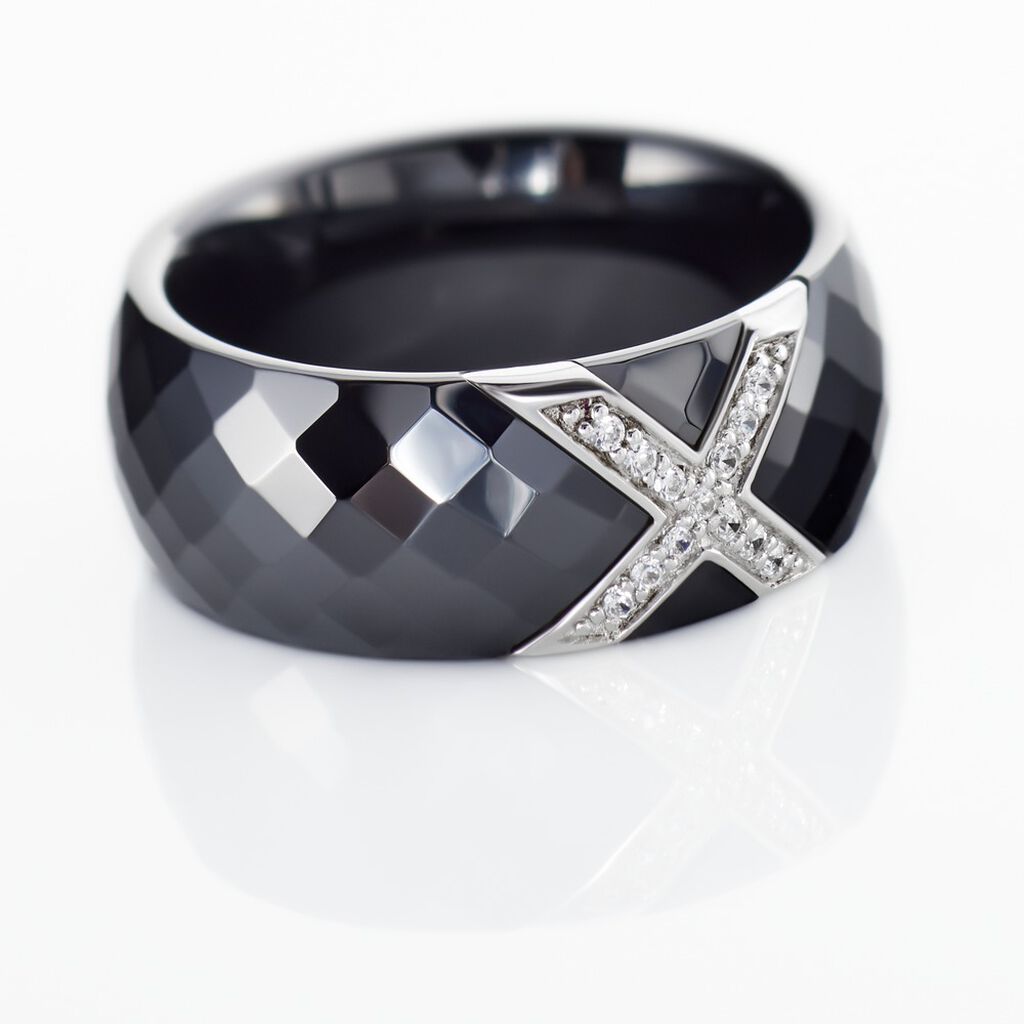 Bague Ceramique X Argent Blanc Oxyde De Zirconium Et Céramique
