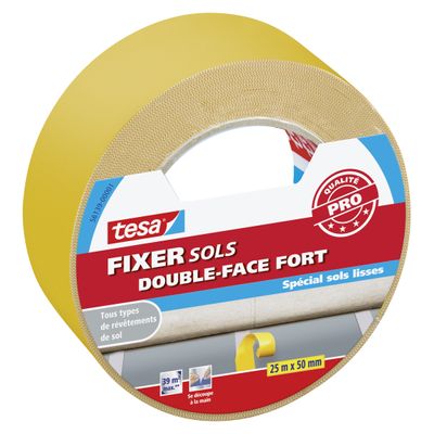 Tesa - Ruban adhésif - double face - spécial sols lisses - 50 mm x 25 m