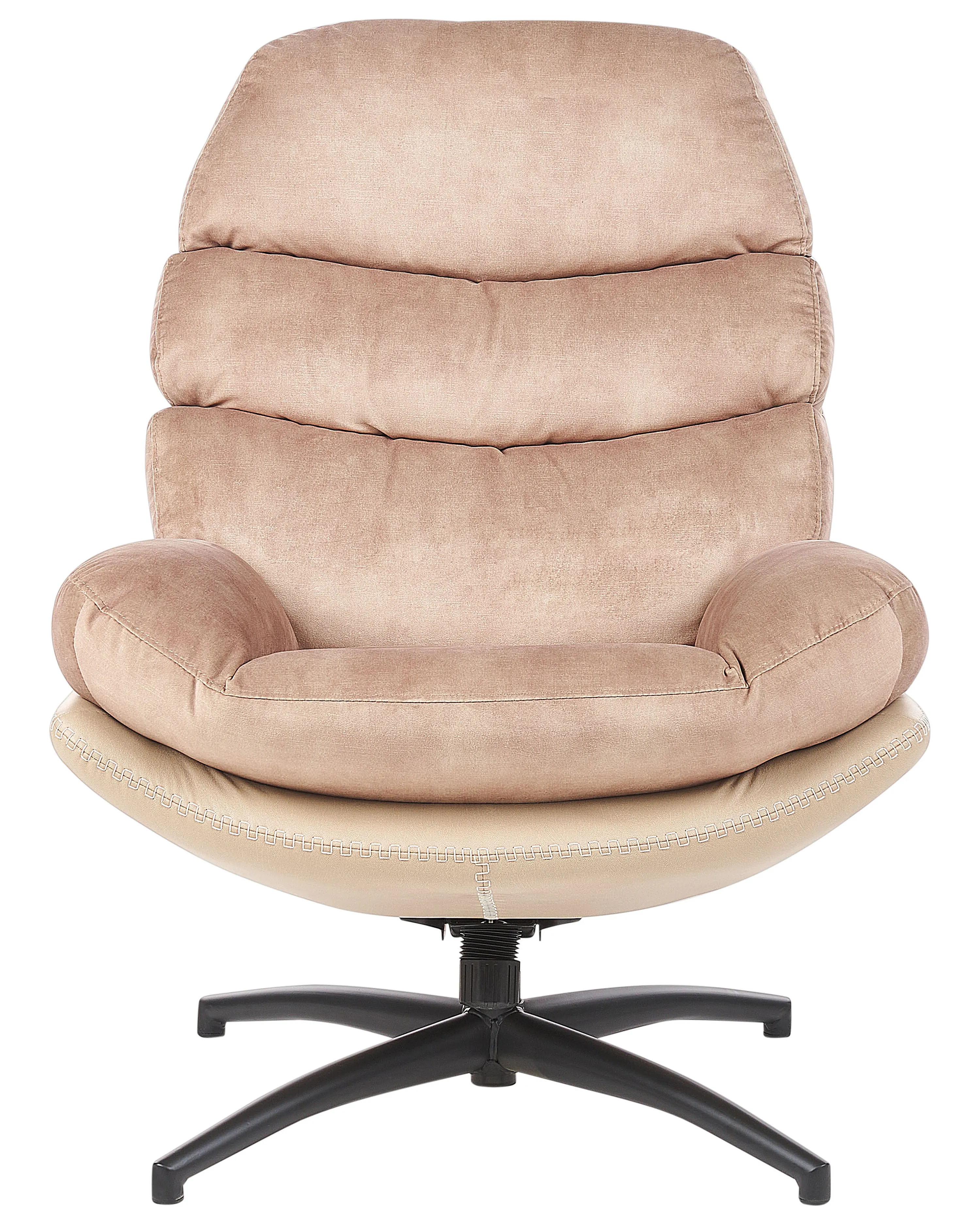 Draaifauteuil EIDE met voetenbank Fluweel Zandbeige