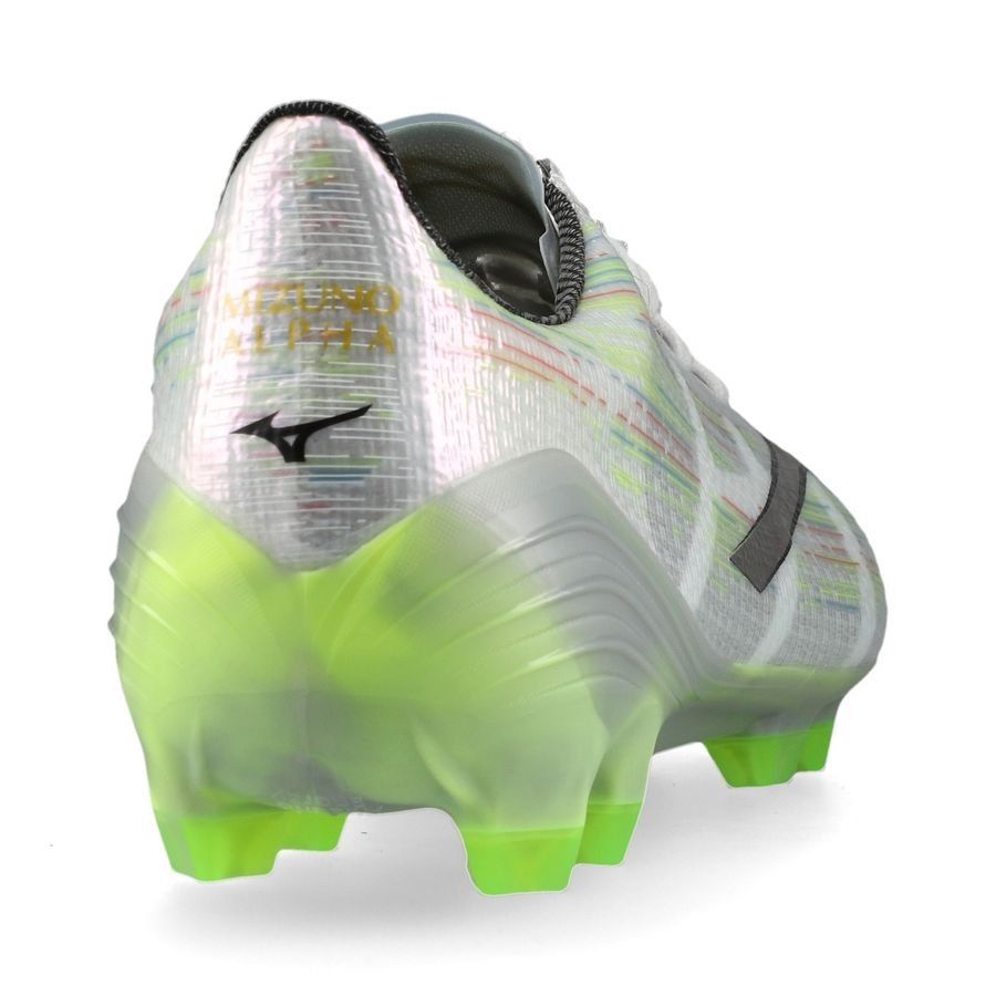 Mizuno Alpha II Elite FG/AG - Blanc/Silver Iridescent/Noir