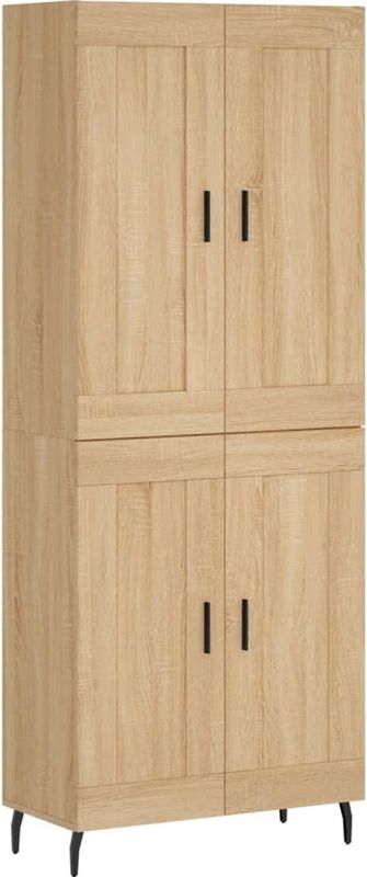 vidaXL - Hoge Kast - Sonoma Eikenkleurig - Bewerkt Hout - 69,5x34x180 cm