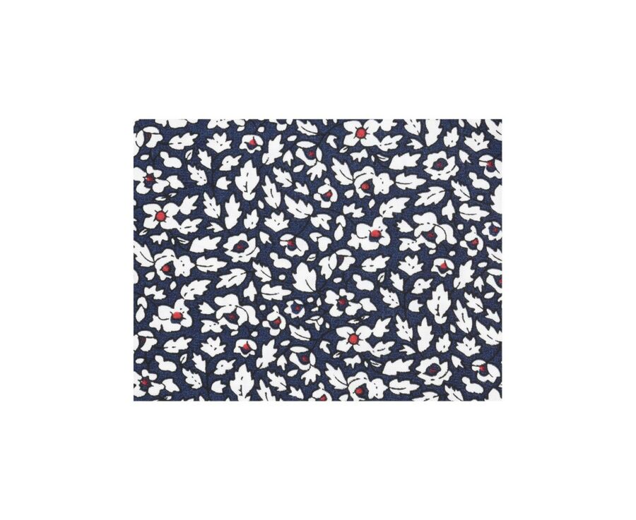 Chemise coton bleue imprimée fleurs blanches et rouges - VICTORIEN