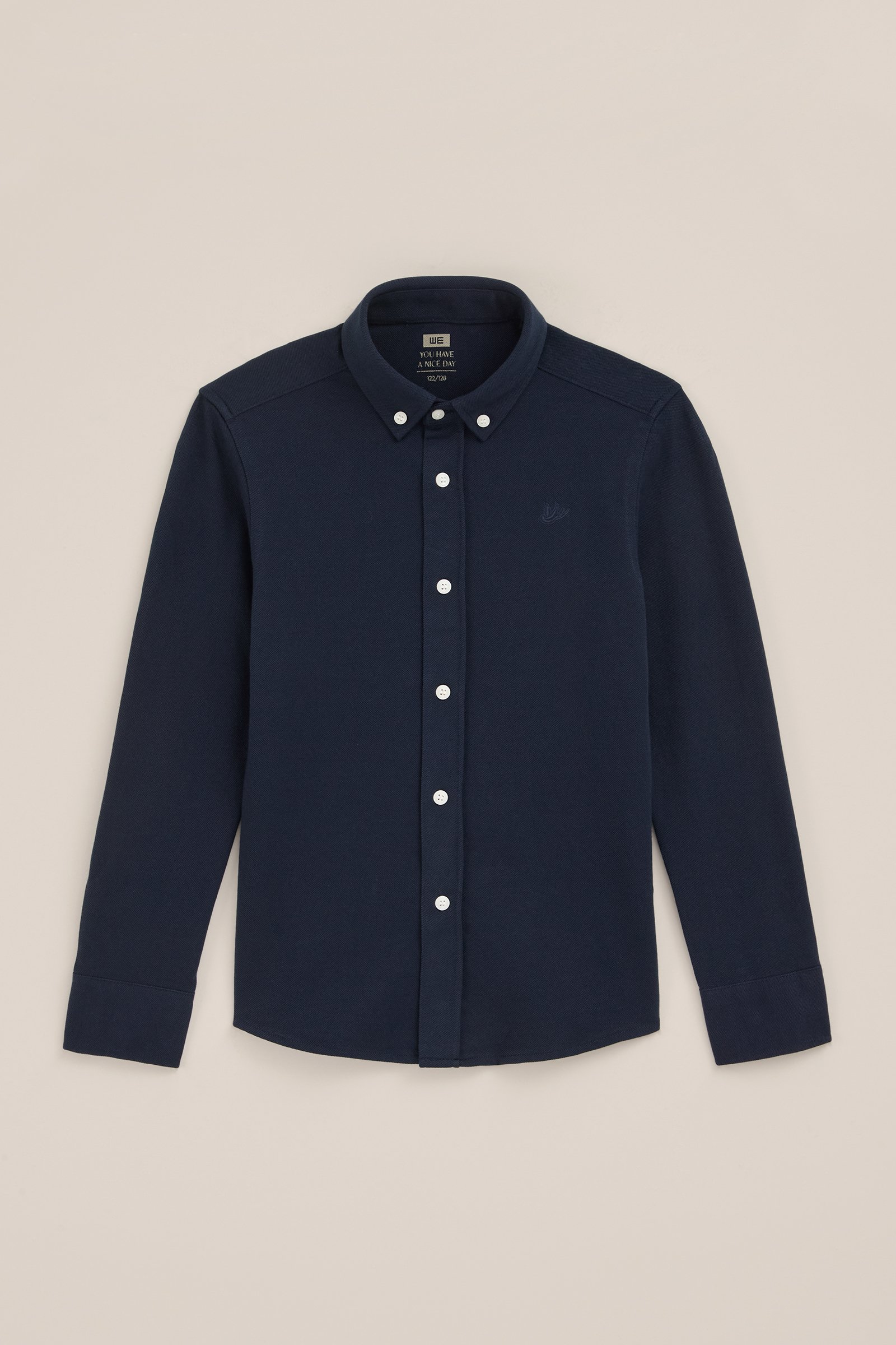 Jongens overhemd van piquéjersey WE Fashion Donkerblauw