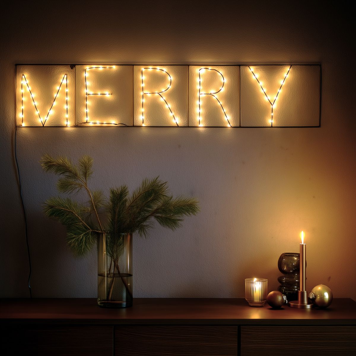 Kerst wandlamp zwart MERRY incl. LED met timer IP44 - Yoro