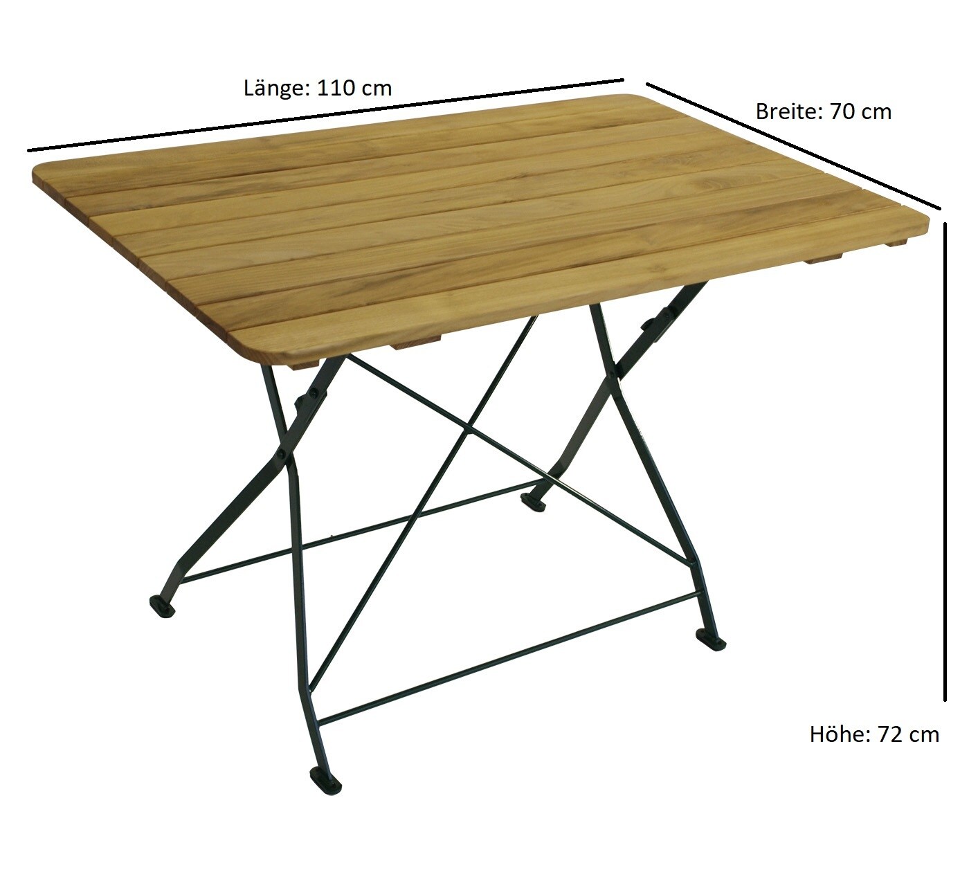 DEGAMO Kurgarten - Garnitur BAD TÖLZ 5-teilig (4x Stuhl, 1x Tisch 70x110cm), Flachstahl grün + Robinie, klappbar