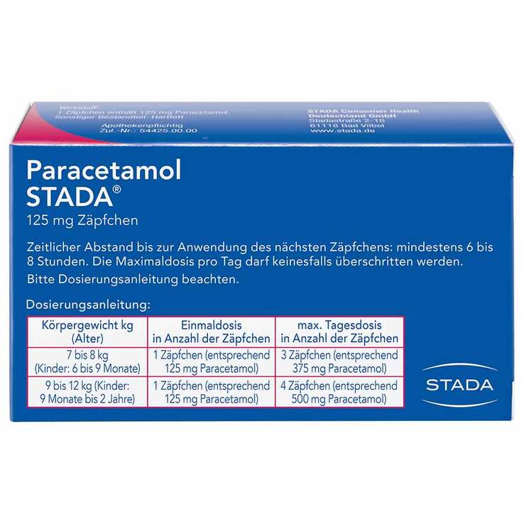 Paracetamol STADA® 125 mg Zäpfchen, 10 St
