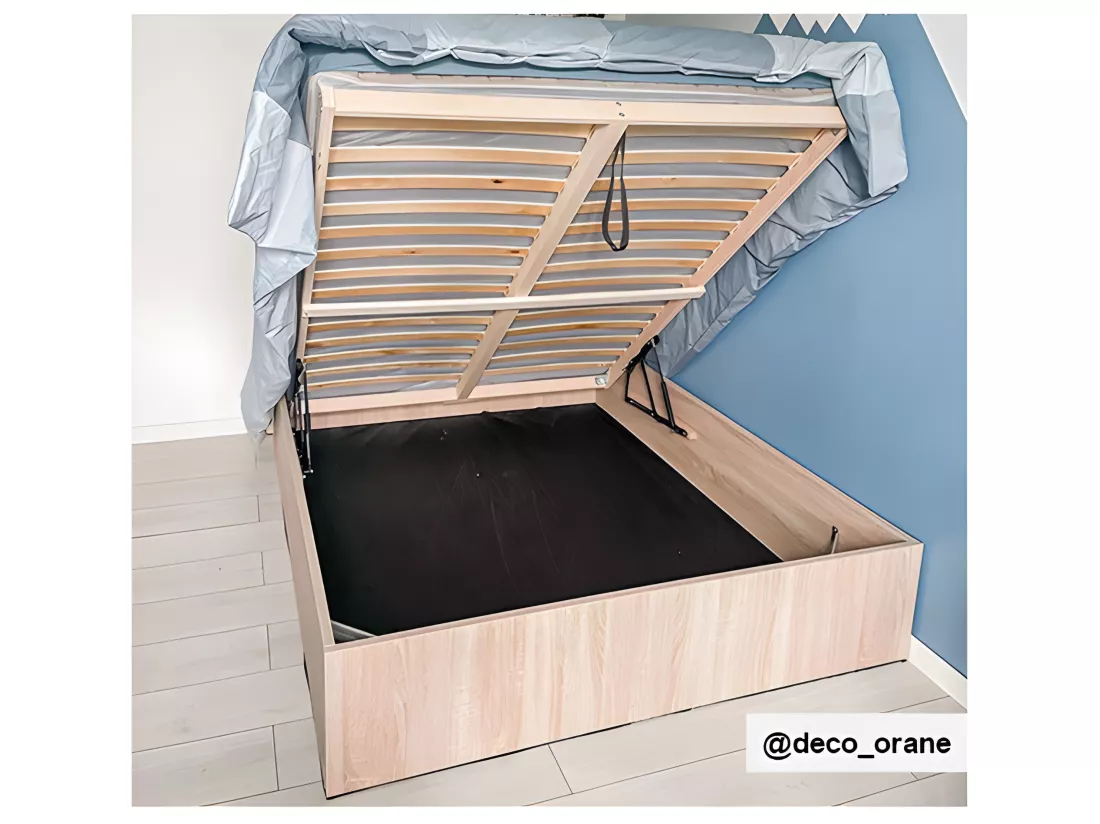 Lit coffre 160 x 200 cm - Coloris : Naturel - ELPHEGE